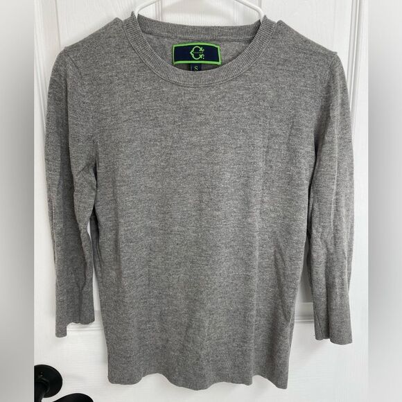 C. Wonder Gray Crew Neck 3/4 Sleeve Merino Wool Blend Sweater Women’s Size S - Picture 1 of 5
